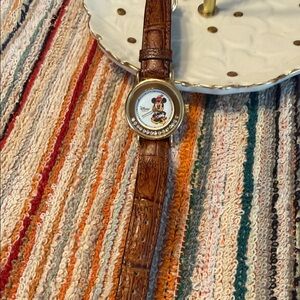 Disney Brown Watch with Mickey Mouse and Crystal Accents
